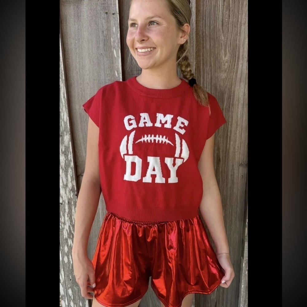 Perfect Knitted Gameday Top- Red
